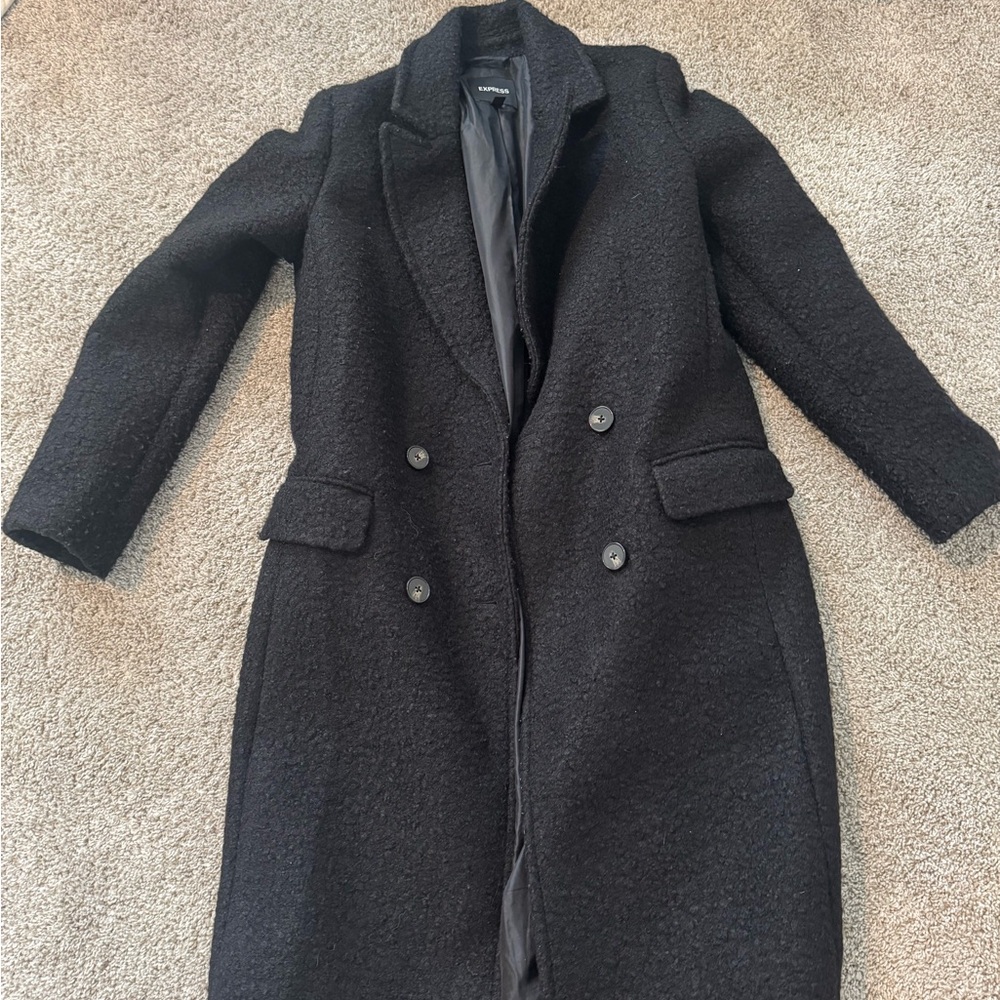 Express Women's Elegant Black Pea Coat